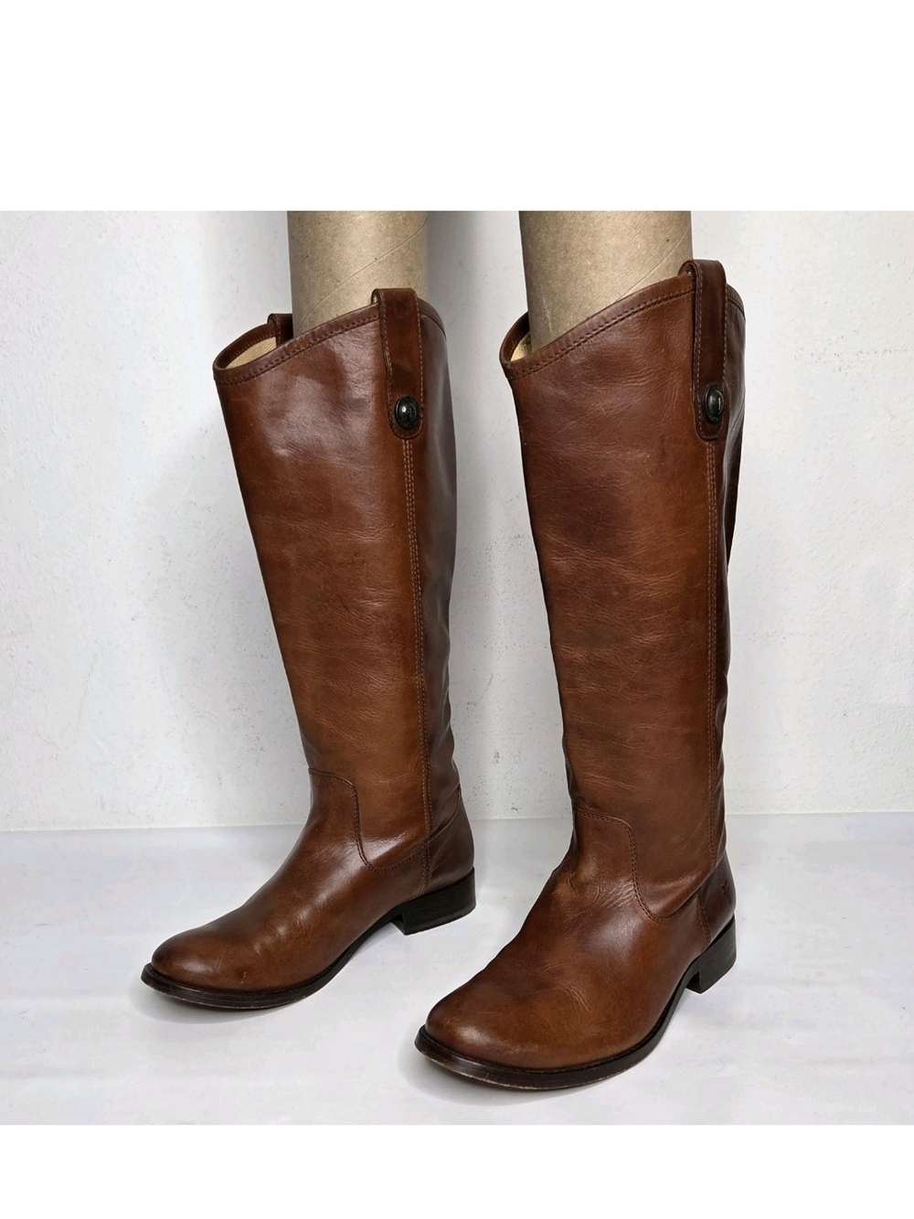 Frye Melissa Button Riding Boot Womens 6B Brown Leather Equestrian Indie Sleaze